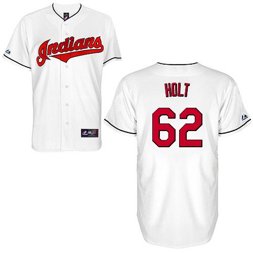 Tyler Holt #62 Youth Baseball Jersey-Cleveland Indians Authentic Home White Cool Base MLB Jersey